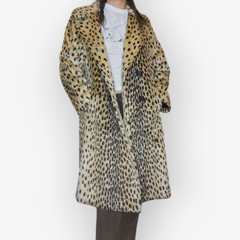 Vintage 60s/70s Faux Leopard Print Swing Coat 🖤 - Picture 6 of 12